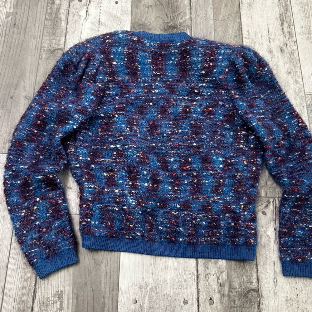 Vintage 80s St John For L. Magnin Variegated Cardigan Mohair Knit Sweater - Picture 5 of 7